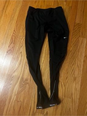 Nike Black Performance Running Tights with Reflective Swoosh